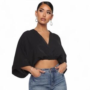 Fashion Nova It Must V Plunging Top Black Size XS